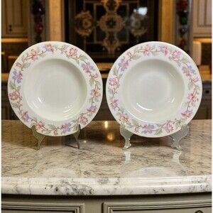 Vintage Castleton China Fantasy Rimmed Soup Bowls Set Of 2 - Made in USA